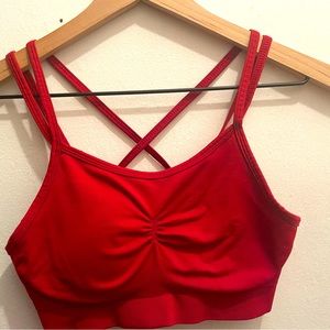 Sweat Betty Solstice Strappy Back Bra in Vine Red Size M